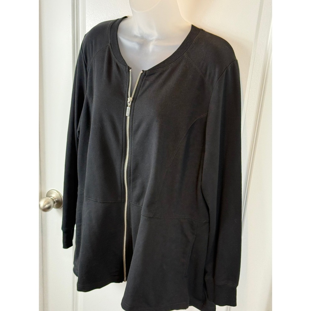 Denim Company Black Full Zip Cardigan Jacket Womens L Long Sleeve Large - Picture 9 of 10